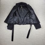 Grass Collection  Military Belted Jacket Womens M Black Wool Blend Ruffle Front Photo 10