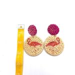 Rattan Earrings Double Disk Tan Photo 1