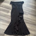 Betsy and Adam  Black Asymmetrical Ruffled Maxi Dress Strapless Women’s Gown Ruffle Photo 1