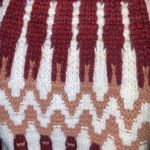 Sundance NWT Wool Blend Maroon White Heavy Knit Pattern Chunky Bomber Sweater M Photo 5