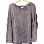 Umgee NEW Acid Wash Ruffle Sleeve Long Sleeve S Photo 0