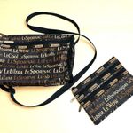 RARE Vintage Le Sportsac Black/Brown Logo Shoulder Bag & Zipper Pouch USA Made Brown Photo 0