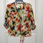 Kut From The Kloth Sheer Floral Tie Top Small Photo 1