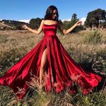 Betsy and Adam NEW WITH TAG Womens Charlotte Sleeveless Strappy Tie-Back Gown Red Photo 1