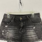 Distressed Jean Shorts Mid Rise Womens Large Black Photo 1