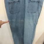 Christopher & Banks Christopher Banks Overalls Large Denim Cottage Core Embroider Bib Floral Prairie Photo 9