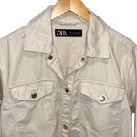 ZARA  Womens Oversized Cotton Snap‎ Front Shacket Shirt Jacket Cream Size Small Photo 1