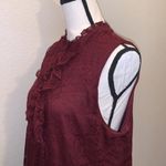 a.n.a  maroon lace ruffle front choker office midi dress Photo 5