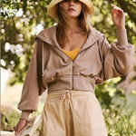 Free People Low Key Zip Up Size Medium nwot Tan Photo 0