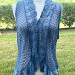 Chico's  Lilly Lace Vest Indigo Blue size 8 Photo 7