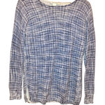 White House | Black Market Plaid Static Print Tunic Sweater Blue Small Photo 0