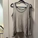 Miss Me  Scoop Neck Waffle Tank Top Sleeveless Flowy Swing Thermal Green‎ Grey M Photo 1