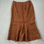 Lafayette 148 Brown Linen Maxi Skirt Women's 14 Flare Back Ruffle Laganlook Photo 6
