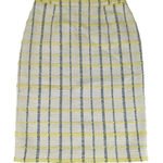 Halogen  Tweed Midi Skirt‎ Cream Yellow Black Plaid Women's Size 6 Light Academia Photo 0