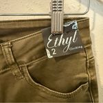 Ethyl Olive Green Frayed Hem Embroidered Skinny Jeans Size 2 Photo 4