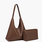 Commense Large Capacity Woven Shoulder Bag Brown Photo 1