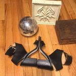 Bettye Muller Sandals Leather Block Whimsy Coastal Chunky Ankle crisscross Strap D’orsay Luxury Design Heels Sz 9 Photo 4