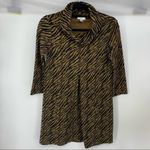Tyler Boe Kim Animal Print Cowl Neck Sweater Shift Dress [size xs] Brown Photo 1
