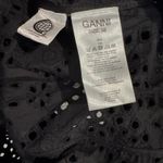 Ganni  Black Eyelet Puff Sleeve Button Up Mini Shirt Dress Size 38 Photo 5