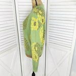 Witty Fox Yin Yang Floral Pullover Sweater Green Yellow Small Photo 1