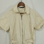 ZARA Utility Jumpsuit Beige Short Sleeve Zip Front Size xs Photo 2