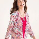 Chico's NWOT Chico’s Multi-Colored Printed Ruched-Sleeve Cardigan Photo 3