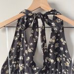 American Eagle  Floral Halter Neck Romper Black and Cream Scoop V-Neck Tie Bow Photo 8