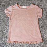 Altar'd State  Ribbed T‎ Shirt Womens Medium Peach Short Sleeve Lettuce Edge Top Photo 0