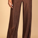 Lulus Size M Follow The Festivities High Rise Wide Leg Pants Copper Metallic NWT Photo 0