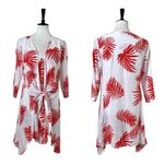 Christine Phillipe New Swim Coverup Tie Front White Red Palm Women’s Size Medium Photo 13