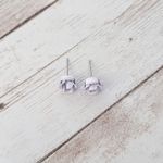 Vintage Stud Earrings Light Lilac Small Rose Purple Photo 3