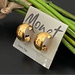 Monet Vintage Gold-tone Hoop Huggie Clip On Earrings 10g Photo 1