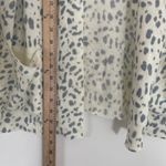 Cotton Emporium Cotton‎ Emporium Ivory Blue Leopard Print Open Front Cardigan Sweater Women's LL Photo 5