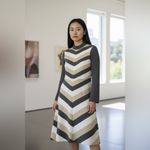 Vintage | Butte Knit Wool Blend Color block Stripe Midi Dress | M Gray Size M Photo 2