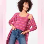 Loft The Outlet Small Ribbed Knit Tank Top Purple Pink Red Coral Striped Chevron Photo 3