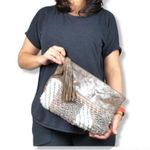 Anthropologie Jasper & Jeera Pouch Metallic Leather Cotton Blend Large Tassel Photo 2