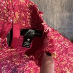 AQUA gold and fuchsia, print, smock, ruffle, mini dress Photo 4