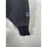 Champion Vintage Reverse Weave Hoodie Medium Spellout Logo Black Pullover Photo 7