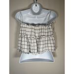 fab'rik  Plaid Cotton Spaghetti Strap Cropped Ruffle Cottagecore Top Size Small Photo 3