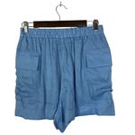 ZARA  Light Blue Satin Effect Pull On High Rise Cargo Shorts S Photo 2