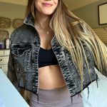 Cello Black Distressed Jean Jacket Photo 0