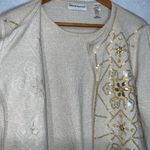 Alfred Dunner  Gold Metallic All In One Pullover/Cardigan Sweater W/ Sequins Med Photo 4