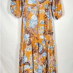 Abel the label  Orange Floral Maxi Dress Peasant Boho Cottagecore Lagenlook XS Photo 0