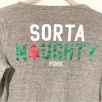 PINK - Victoria's Secret Victoria’s Secret Pink Small Sorta Nice Naughty Gray Christmas Thermal Sleep Tee Photo 3