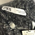 ZARA Knit Black Faux Fur Striped Mini Skirt S Photo 3