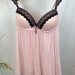 Cinema Etole Pink & Black Contour Cup Sheer Lace Sleep Dress Nightie L Size L Photo 0