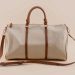 NEW Cream and Tan Women's Bag weekender duffle (Francesca’s) Photo 0