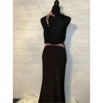 Cachet 2 piece black prom dress with floral embroidery Size 2 Photo 4