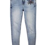 ZARA  Z1975 Floral Embroidered Ankle Frayed Jeans Size 2 Photo 0