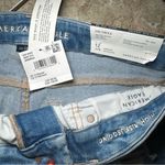 American Eagle Jeans Women Size 12 High Rise Stretch Blue Distressed Hem Luxe Photo 2